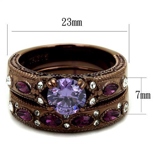 TK2746 - IP Coffee light Stainless Steel Ring with AAA Grade CZ in Amethyst-1