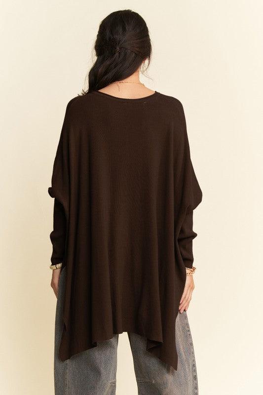 Davi & Dani High-Low Side Slit Batwing Sleeve Top-3
