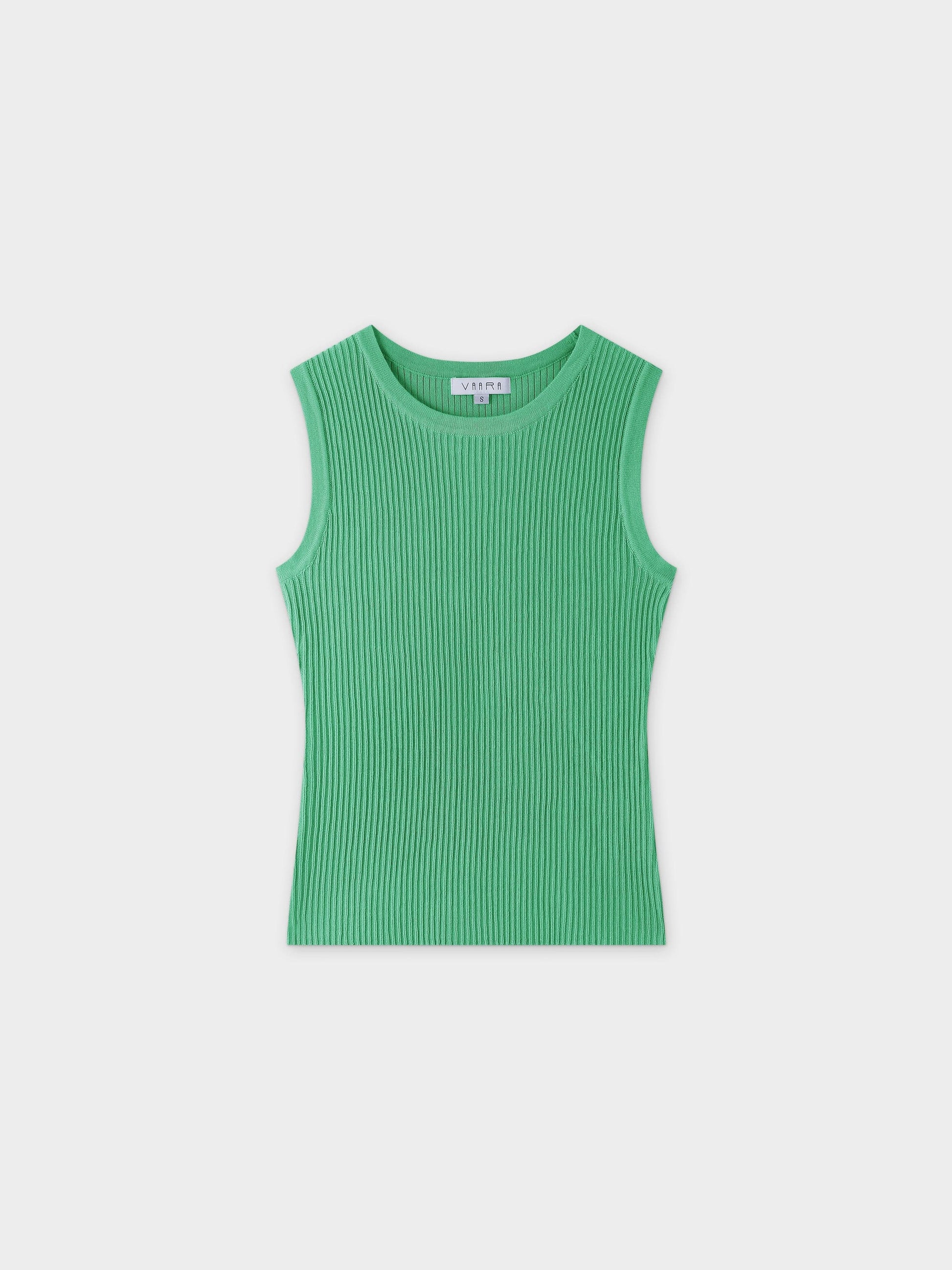 Sleeveless Ribbed Crew-Kelly Green-0