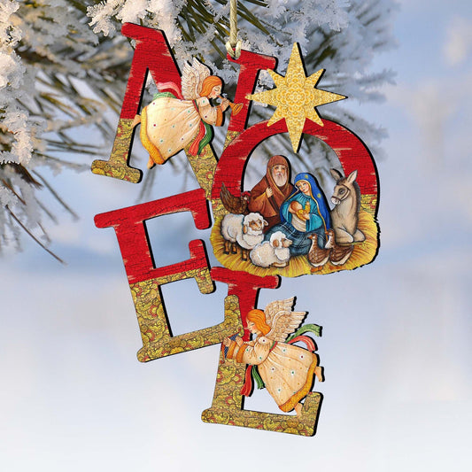 Noel Nativity Wooden Ornaments by G. DeBrekht - Nativity Holiday Decor - 8121458-0