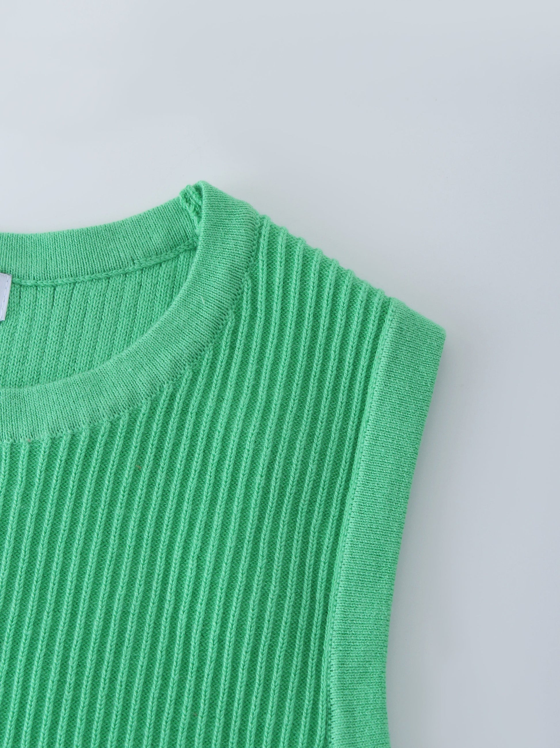 Sleeveless Ribbed Crew-Kelly Green-3