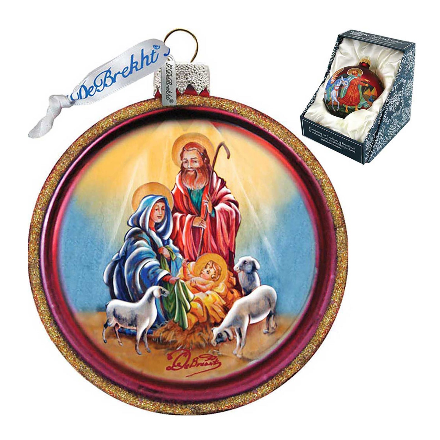 Nativity Cut Ball Glass Ornament by G. DeBrekht - Nativity Holiday Decor - 764-003-2