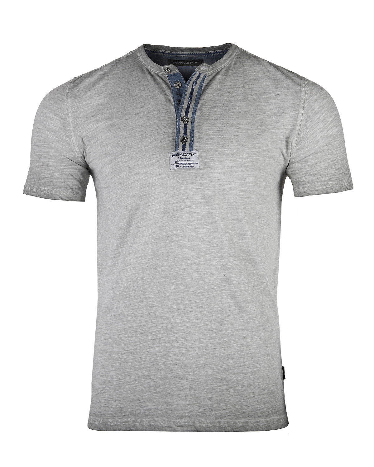 ZIMEGO Mens Short Sleeve Crew Neck Oil Wash Vintage Button Henley T-Shirt-3