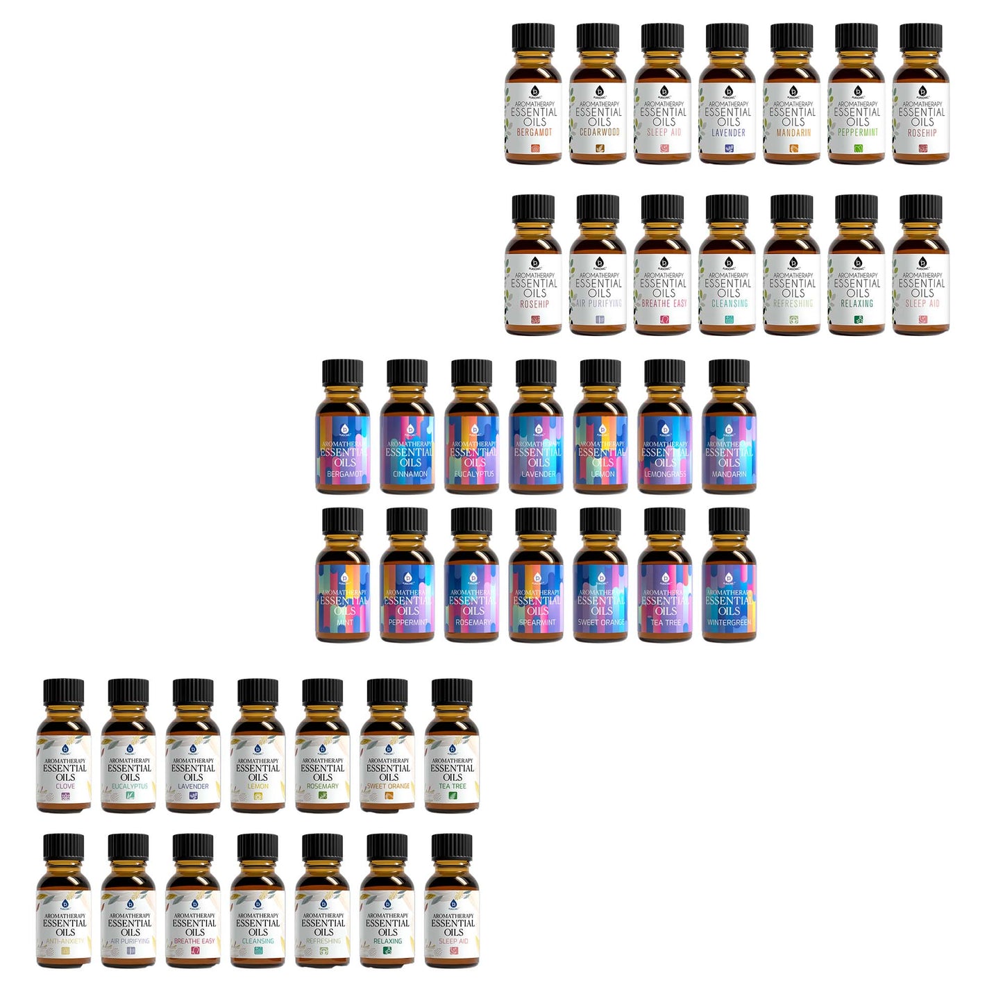 Pursonic Aromatherapy Lovers – Triple 14-Pack Essential Oils Collection-0