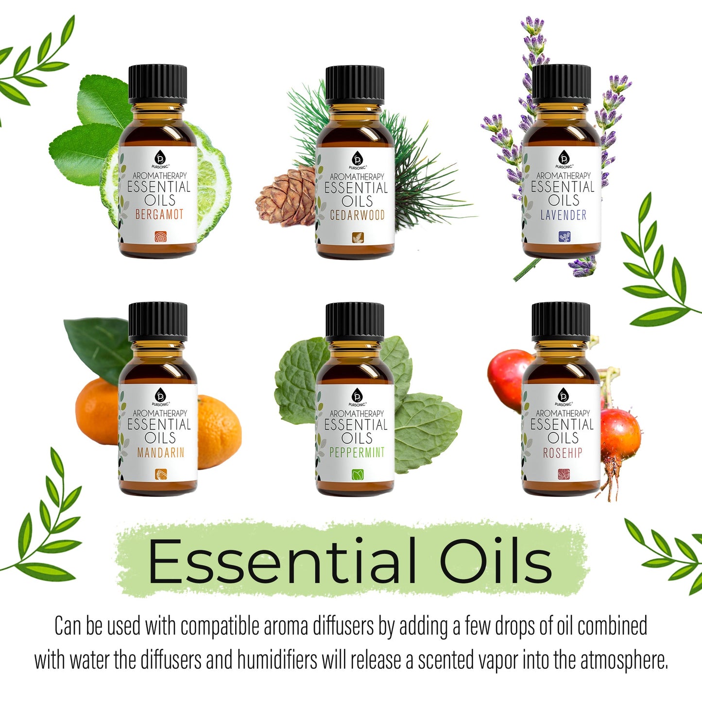 Pursonic Aromatherapy Lovers – Triple 14-Pack Essential Oils Collection-3