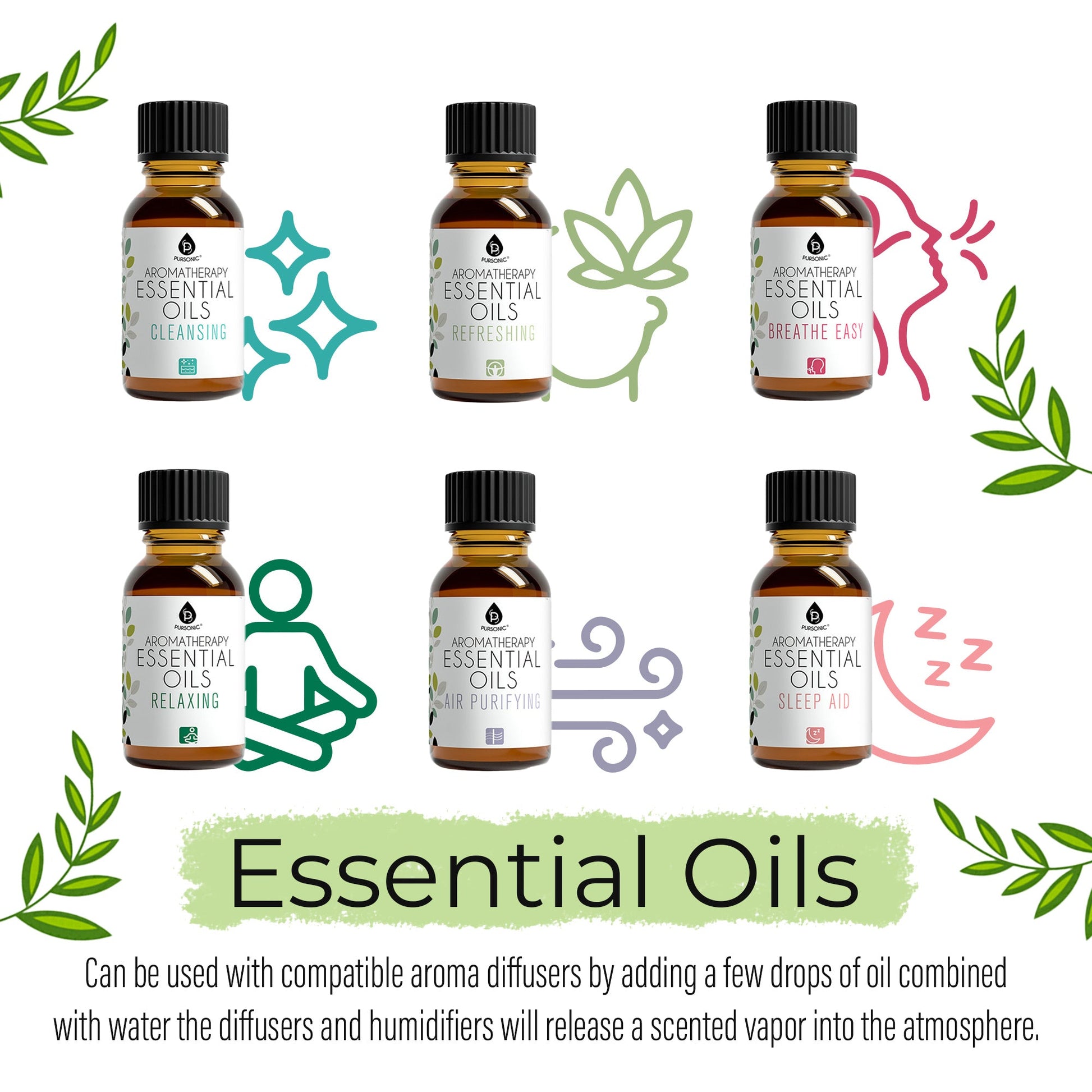 Pursonic Aromatherapy Lovers – Triple 14-Pack Essential Oils Collection-4