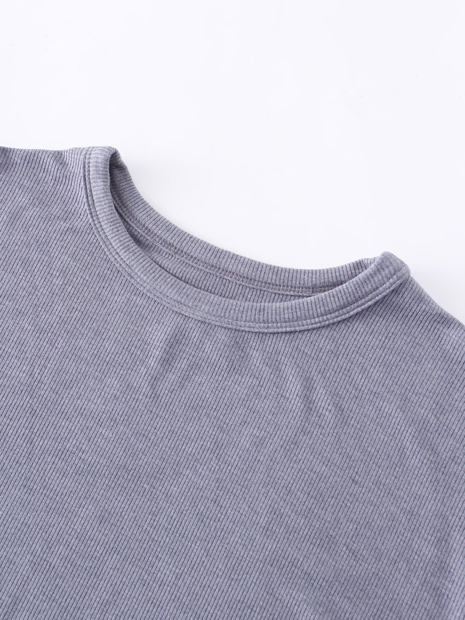 Ribbed Swing Tee-Heathered Navy-2