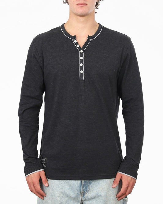 Stretch Long Sleeve Casual Button Henley Fashion Shirts-0