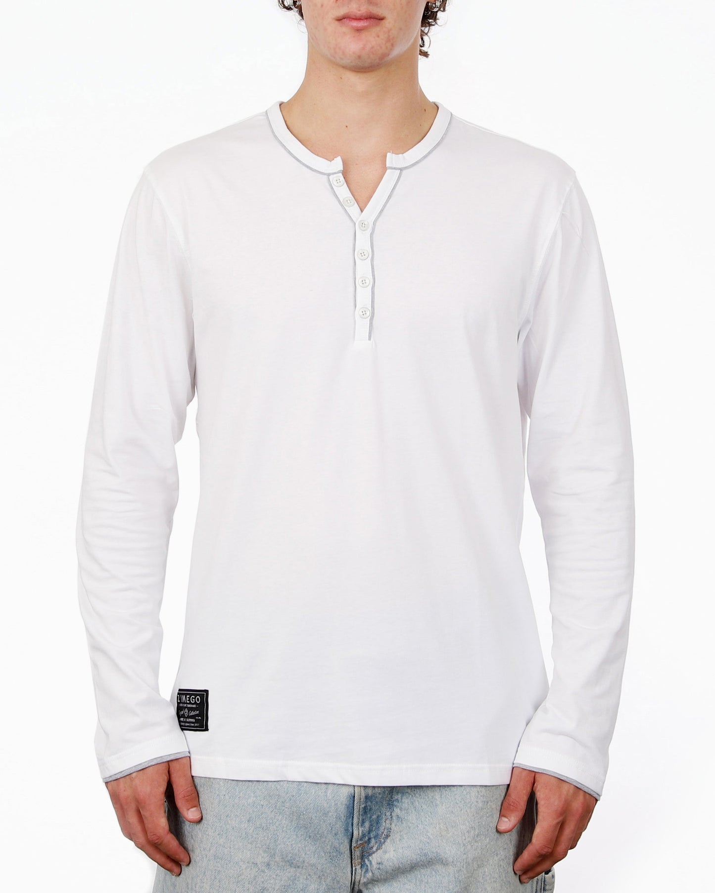 Stretch Long Sleeve Casual Button Henley Fashion Shirts-1