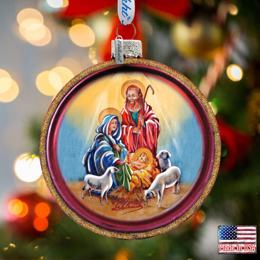 Nativity Cut Ball Glass Ornament by G. DeBrekht - Nativity Holiday Decor - 764-003-0
