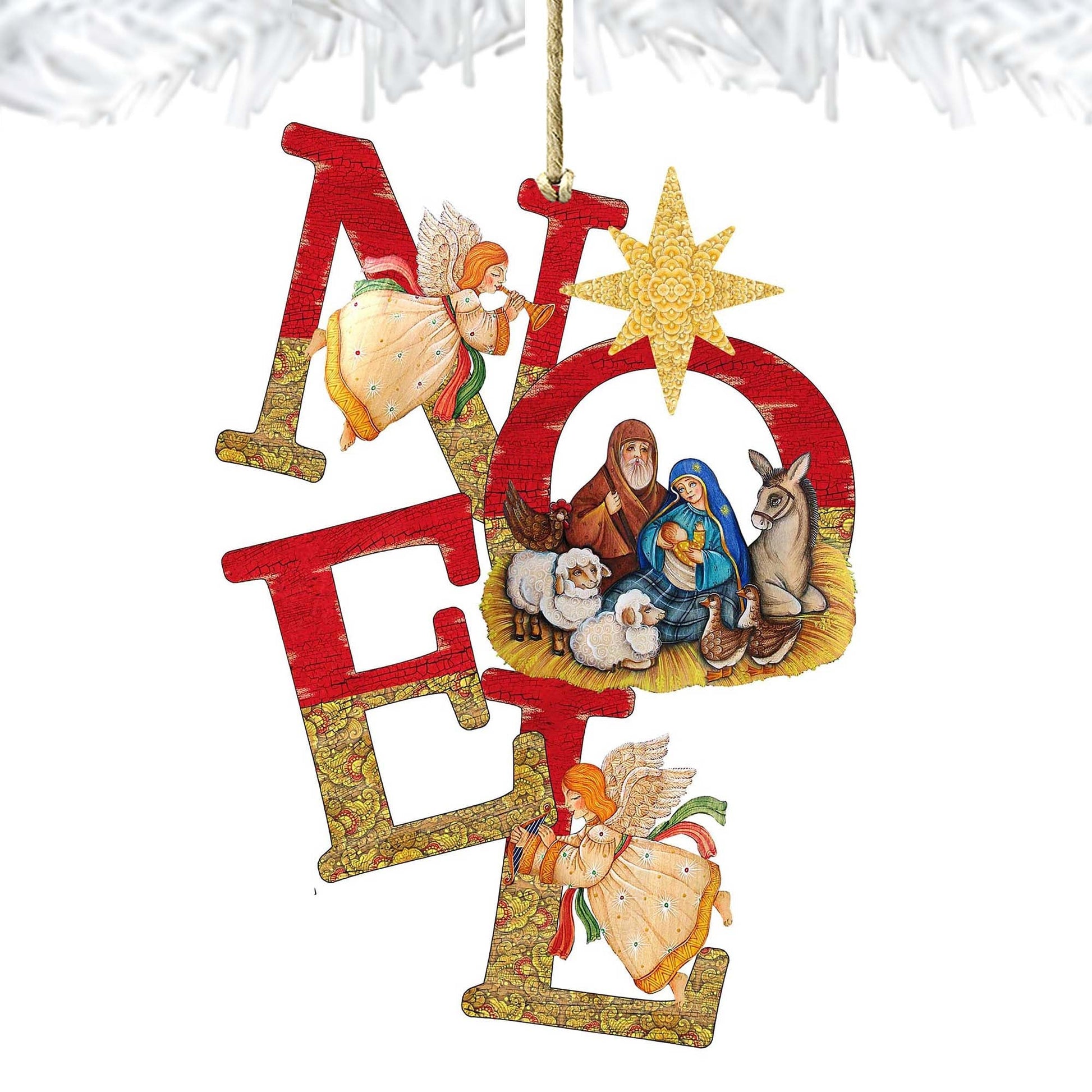 Noel Nativity Wooden Ornaments by G. DeBrekht - Nativity Holiday Decor - 8121458-4